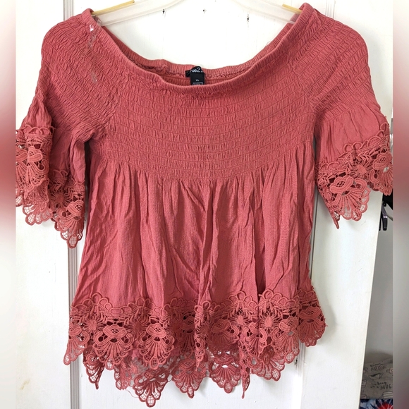 Rue 21 Women's Off Shoulder Shirred Blouses - Picture 7 of 16